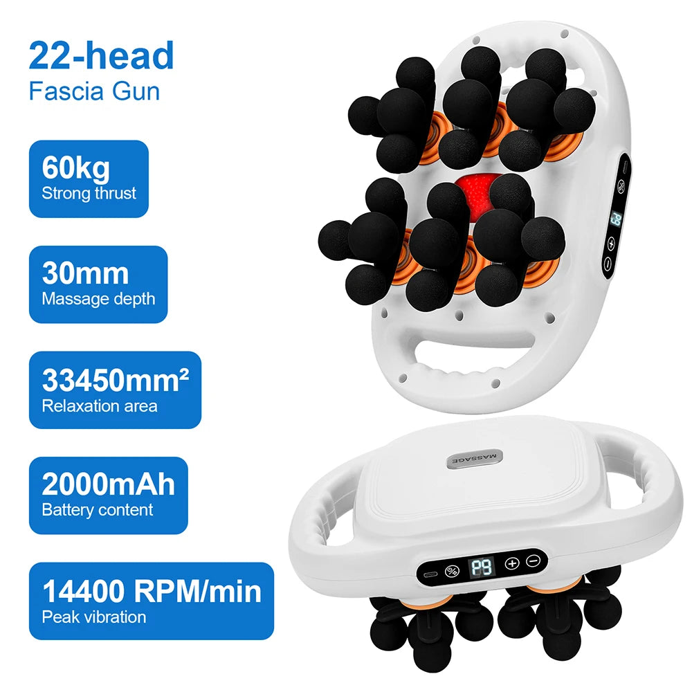 22-Head Massage Gun – Deep Tissue Percussion Therapy Device