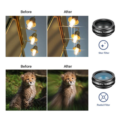 APEXEL 10-in-1 Phone Lens Kit – Wide, Macro & Fisheye