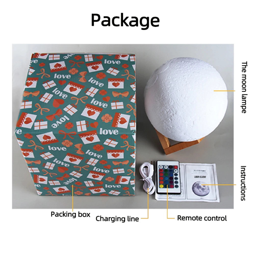 Custom Moon Lamp – 3D Printed LED Lunar Night Light