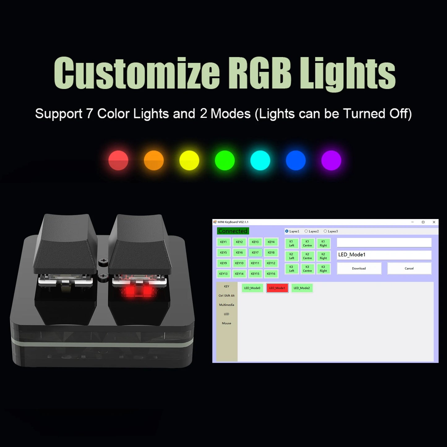 RGB Macropad Keyboard – 3-Key Programmable Gaming Keypad