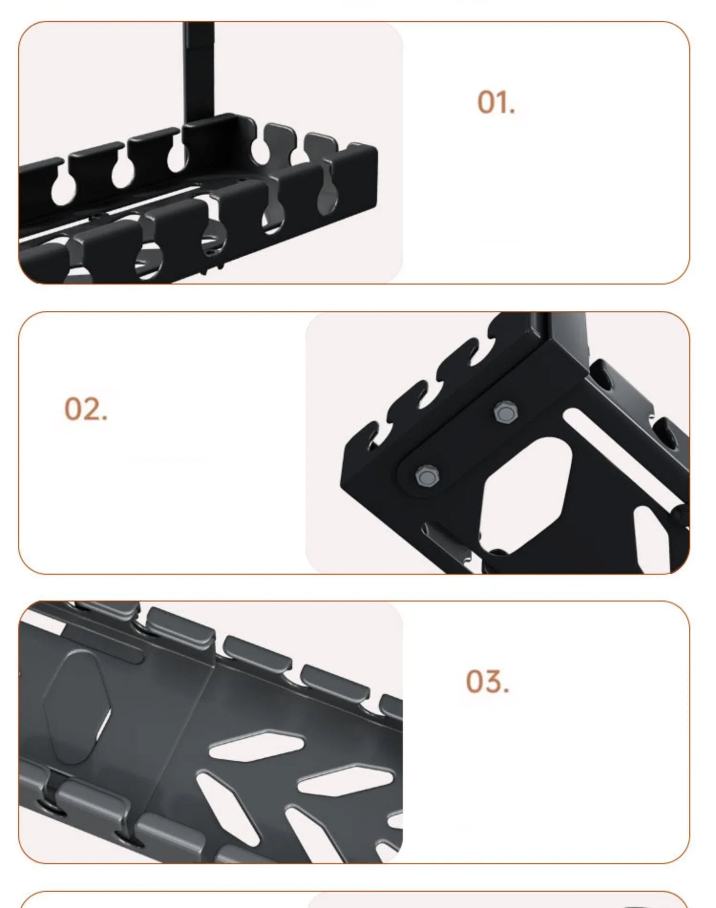 Under-Desk Cable Rack – No-Drill Organizer for Office Wires