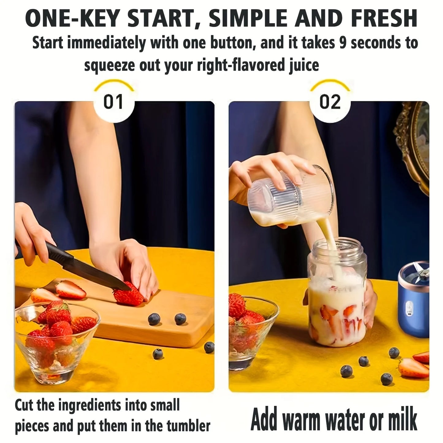 Mini Blender Cup – 6-Blade USB Smoothie & Juice Maker