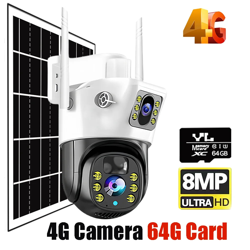 Solar 4K Security Camera – Dual Lens Smart Outdoor CCTV