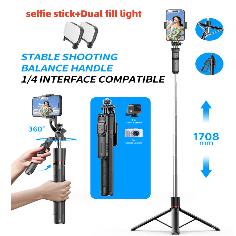 Selfie Stick Tripod with Light