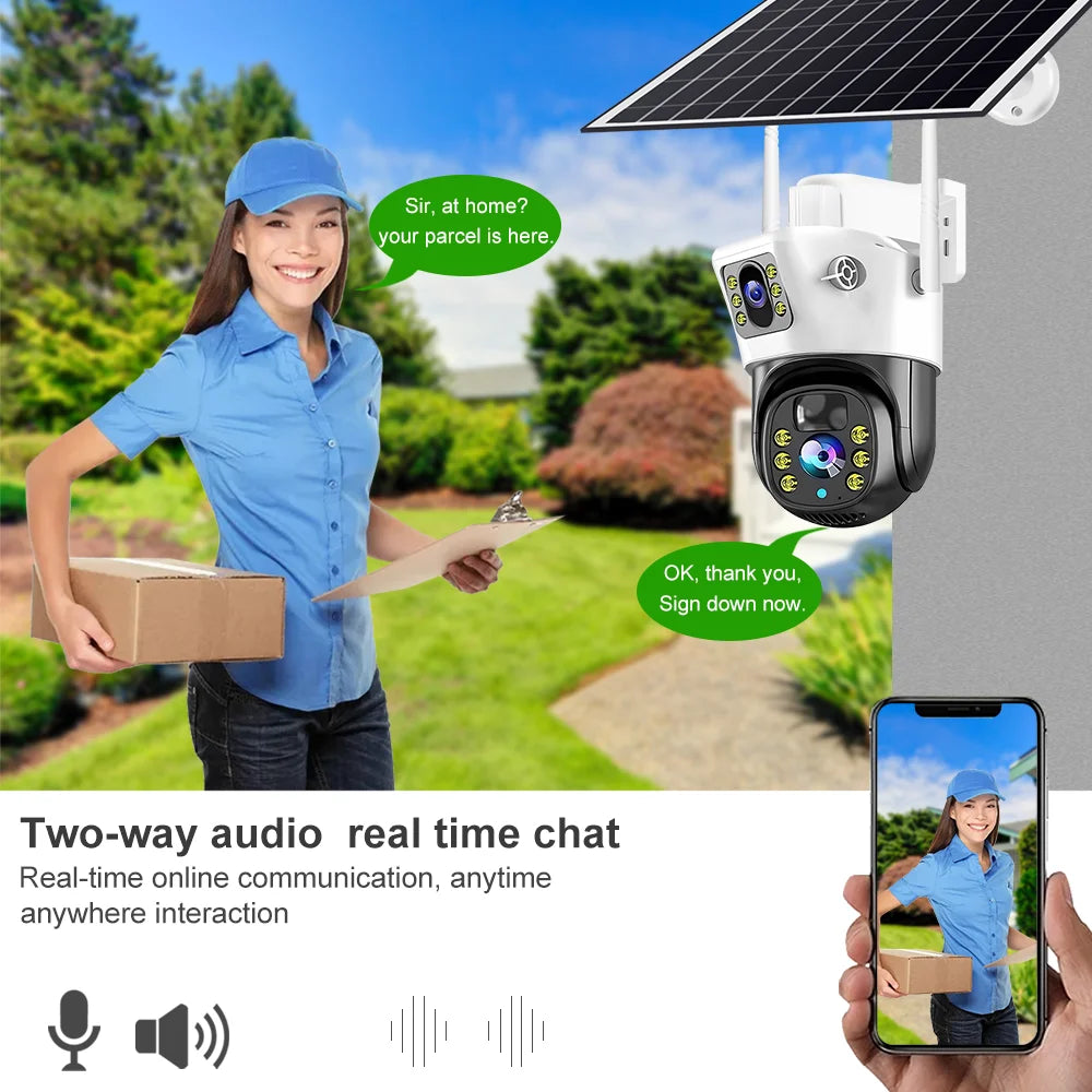 Solar 4K Security Camera – Dual Lens Smart Outdoor CCTV