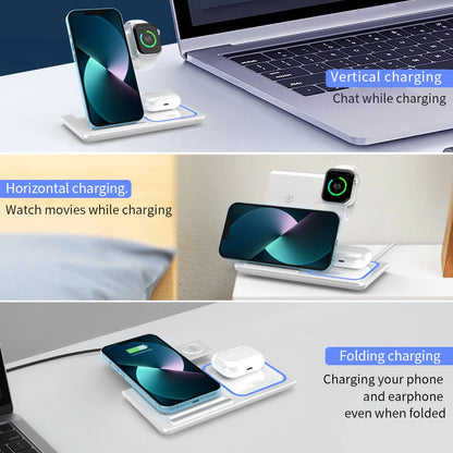 200W 3-in-1 Wireless Charger – Foldable Dock for iPhone & Watch