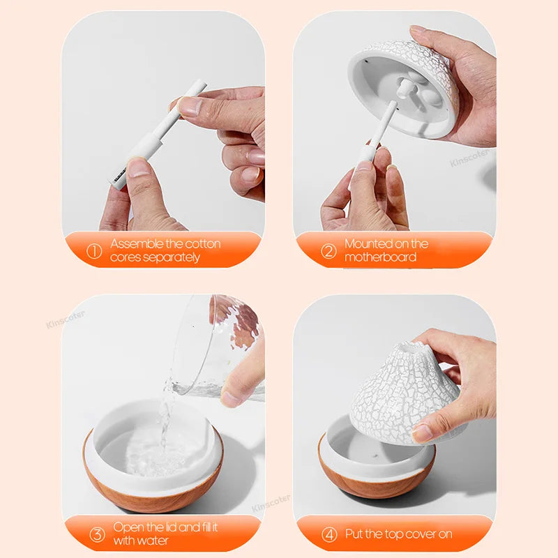 Volcano Mist Humidifier – 300ml USB Diffuser with Rainbow Night Light