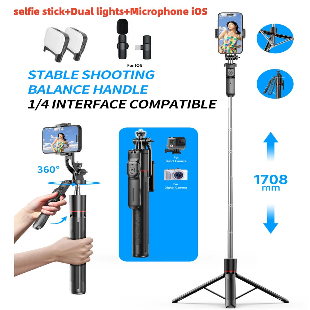 Selfie Stick Tripod with Light