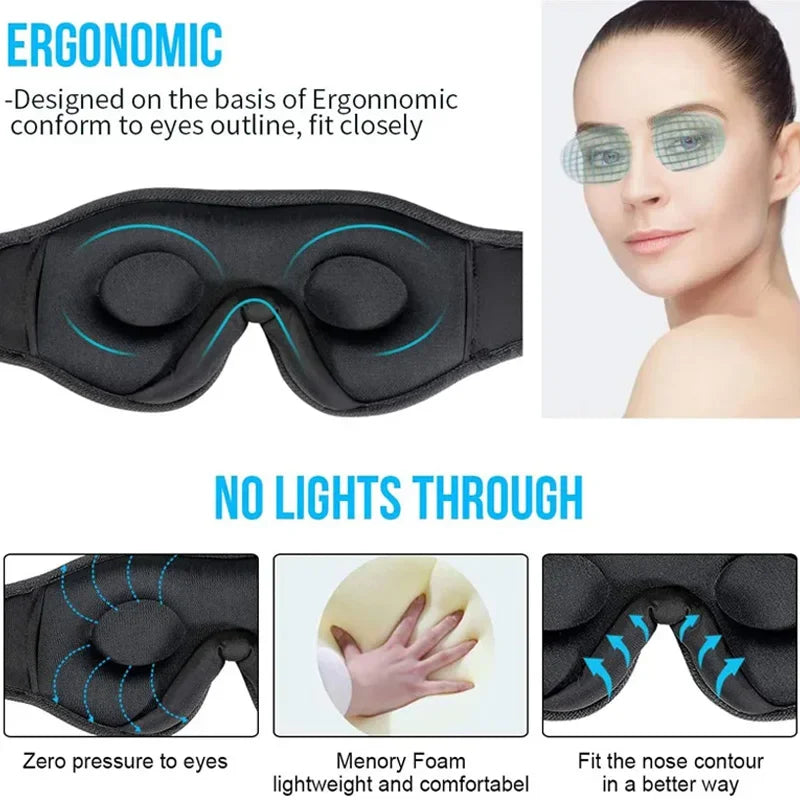 Bluetooth Sleep Mask – 3D Eye Cover with HD Music Speakers
