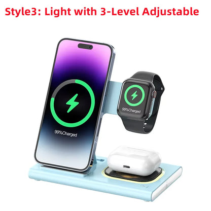 200W 3-in-1 Wireless Charger – Foldable Dock for iPhone & Watch