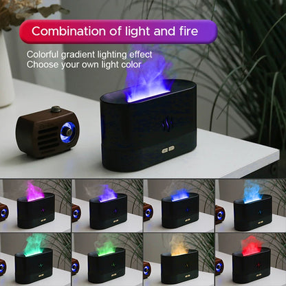 Flame Glow Aroma Diffuser – Cool Mist Humidifier with Fire Effect