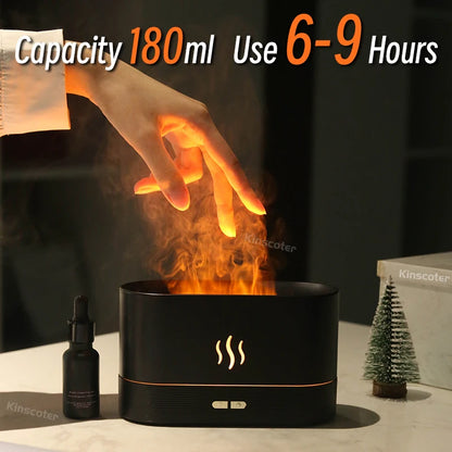 Flame Glow Aroma Diffuser – Cool Mist Humidifier with Fire Effect