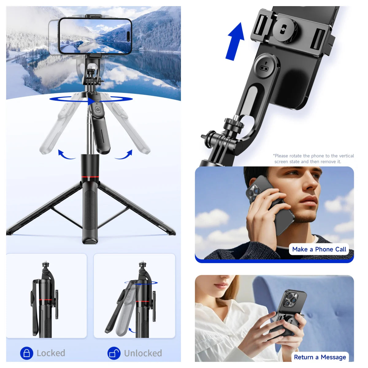 Selfie Stick Tripod with Light
