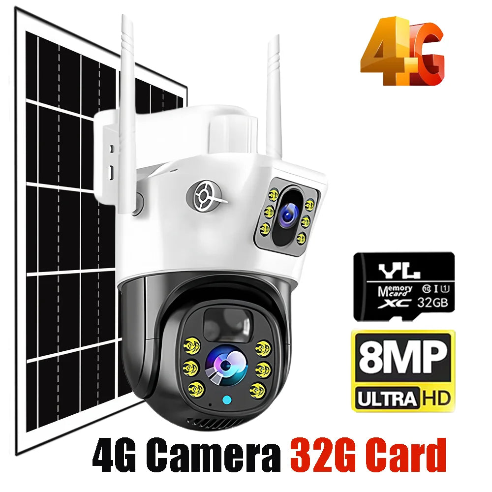 Solar 4K Security Camera – Dual Lens Smart Outdoor CCTV
