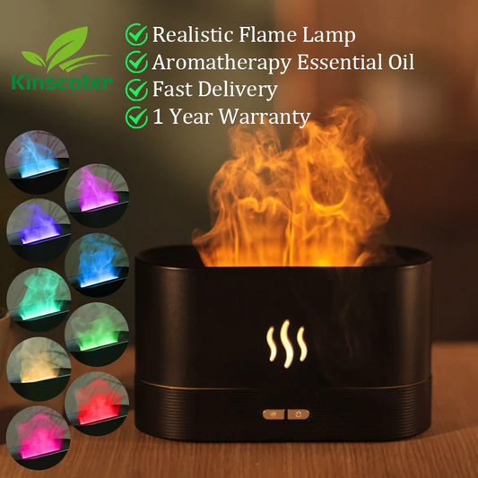 Flame Glow Aroma Diffuser – Cool Mist Humidifier with Fire Effect