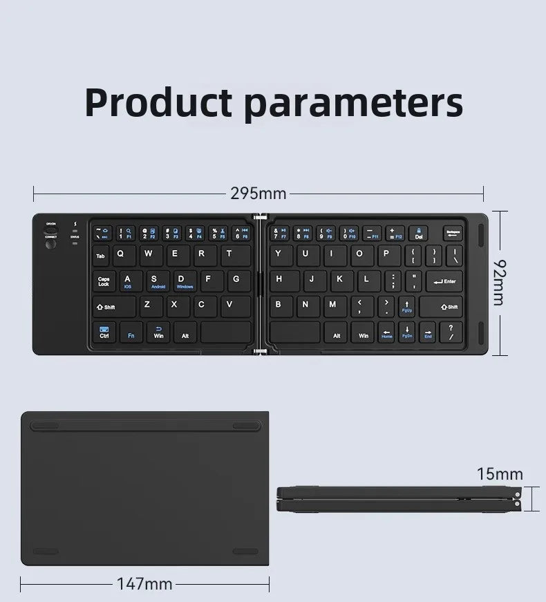 Foldable Wireless Keyboard – Ultra-Slim Bluetooth Travel Keypad