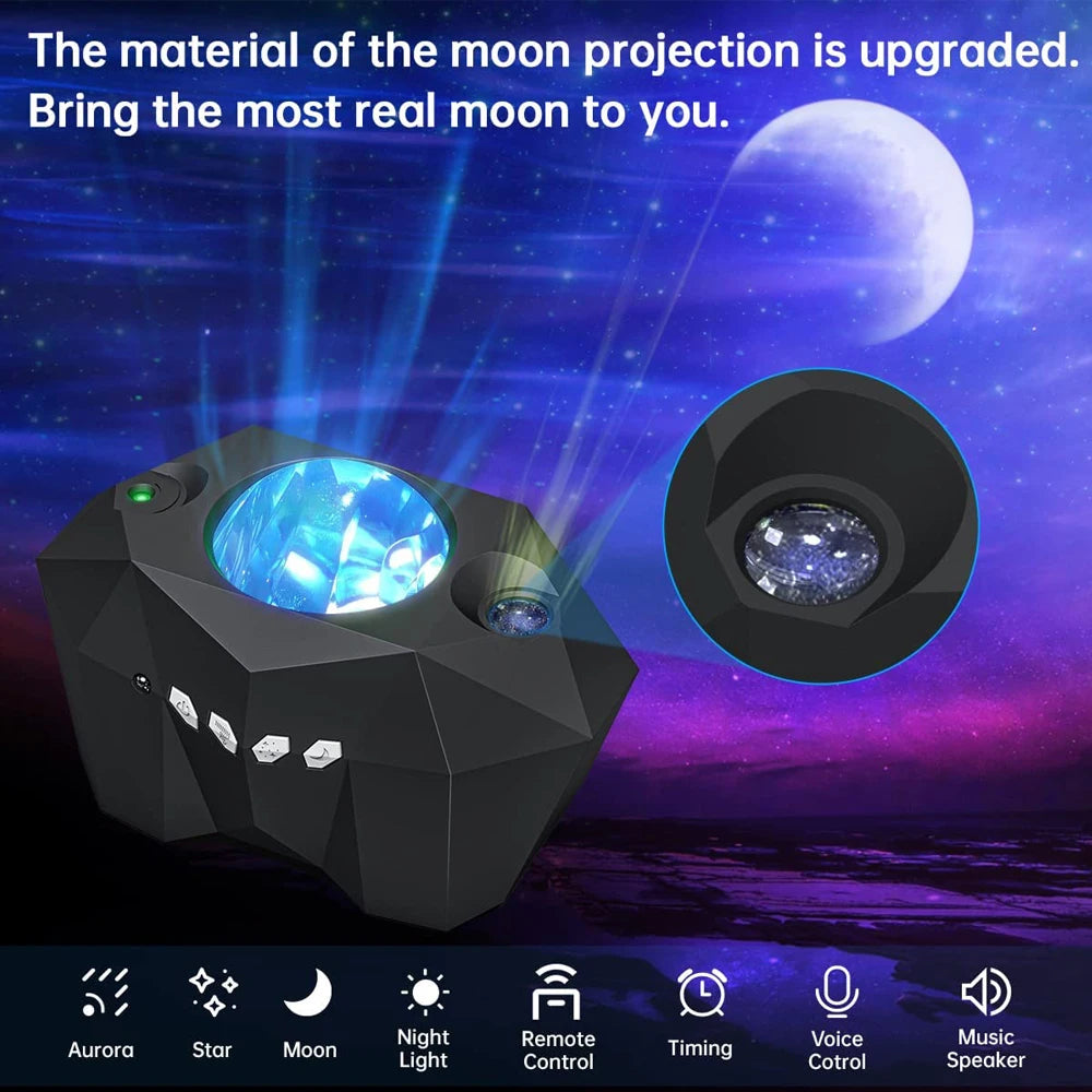 Aurora Galaxy Projector – Starry Sky Lamp with Music Speaker