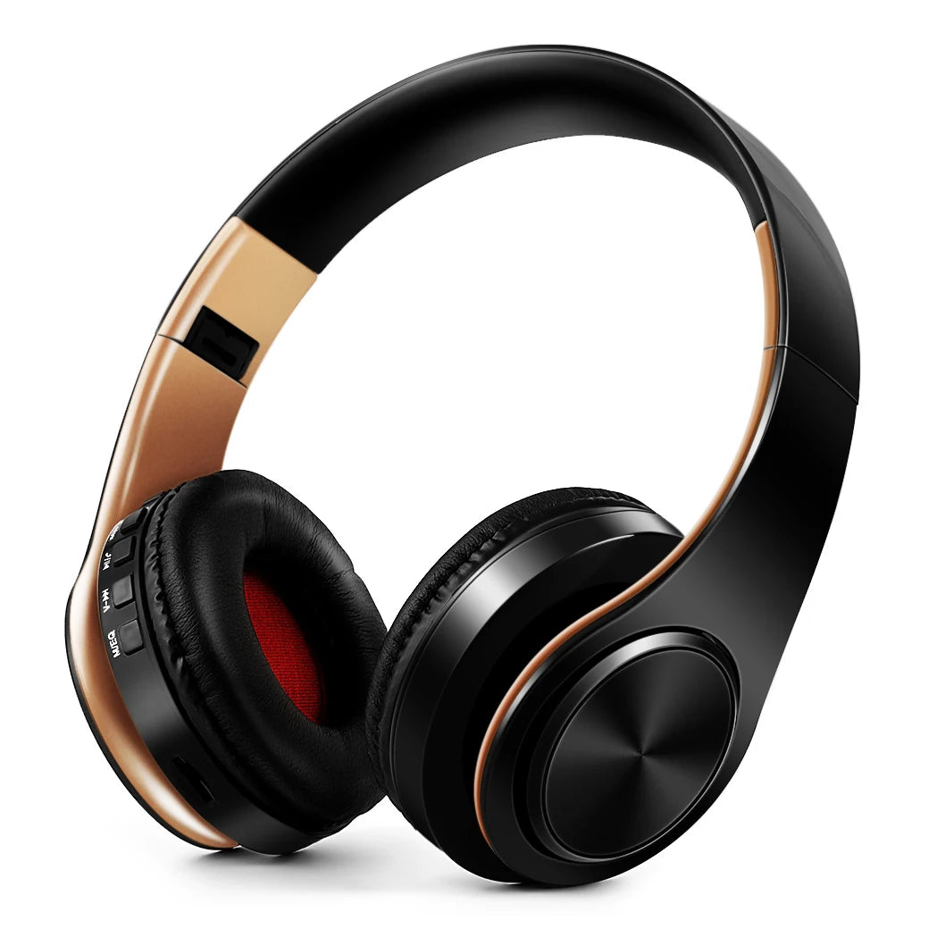 Gold Bluetooth Headphones – Stereo Gaming Earphones with Mic