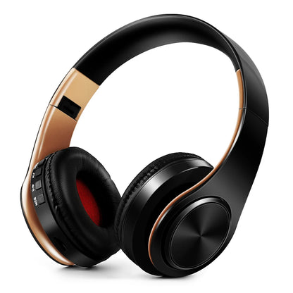 Gold Bluetooth Headphones – Stereo Gaming Earphones with Mic
