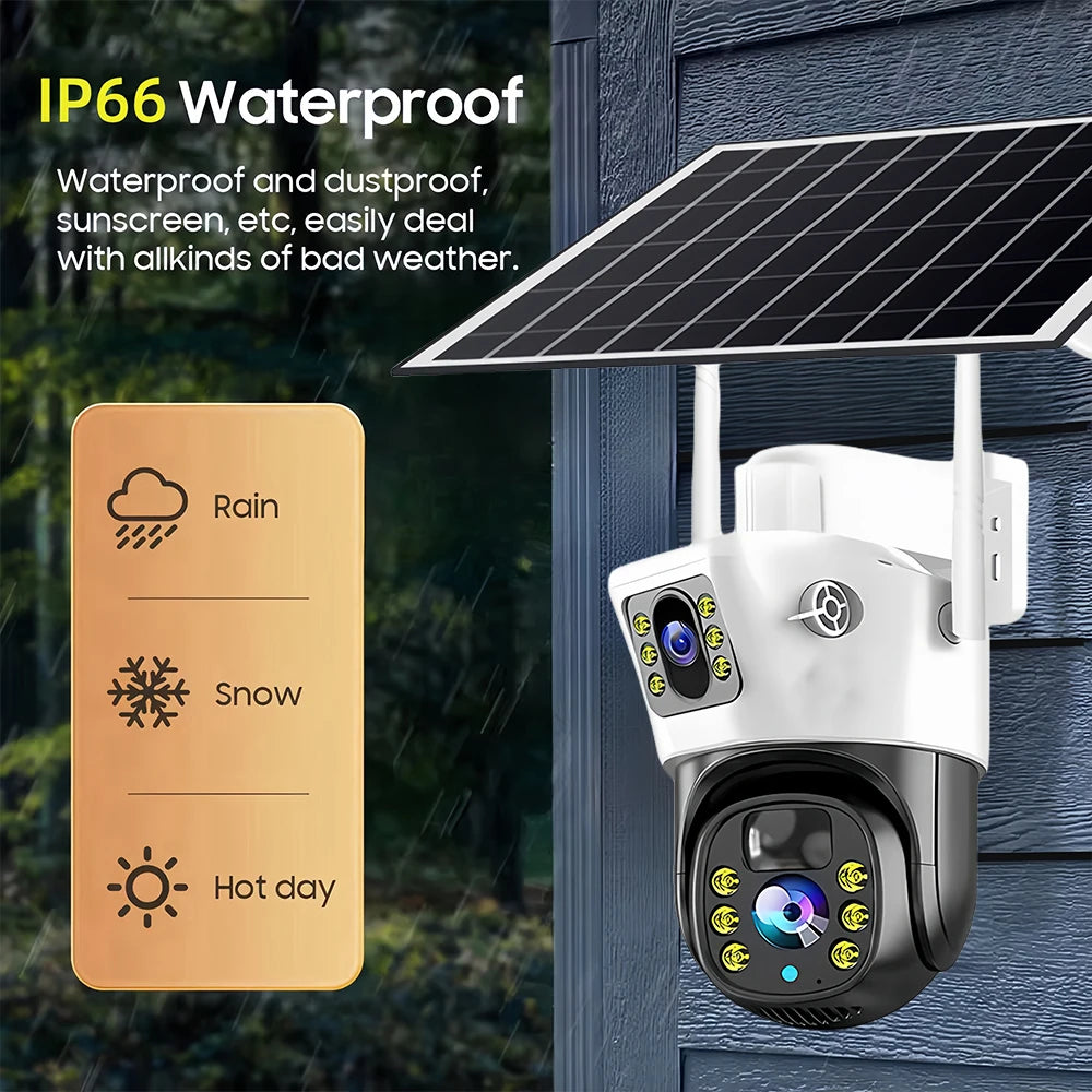 Solar 4K Security Camera – Dual Lens Smart Outdoor CCTV