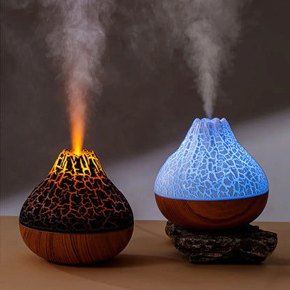 Volcano Mist Humidifier – 300ml USB Diffuser with Rainbow Night Light