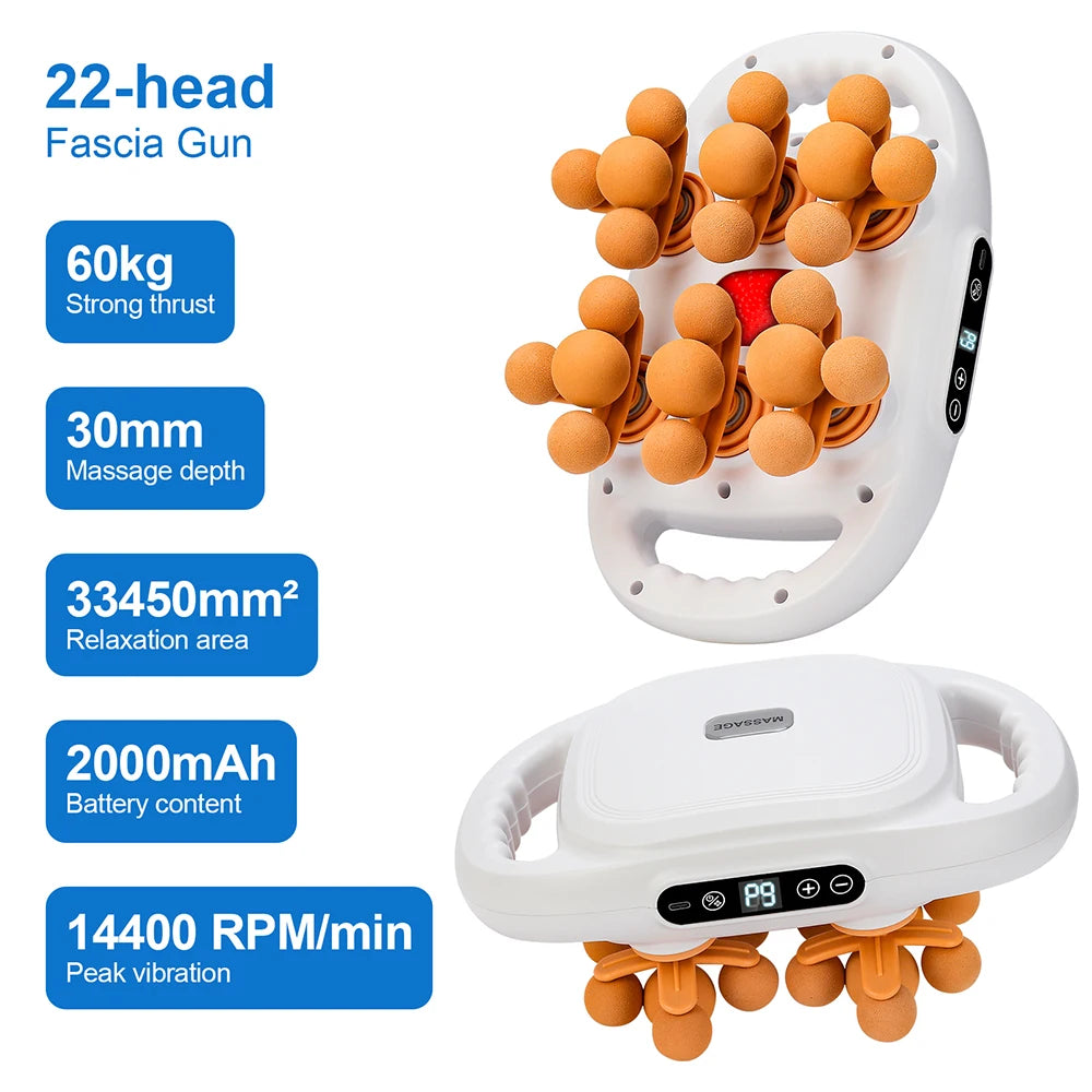 22-Head Massage Gun – Deep Tissue Percussion Therapy Device