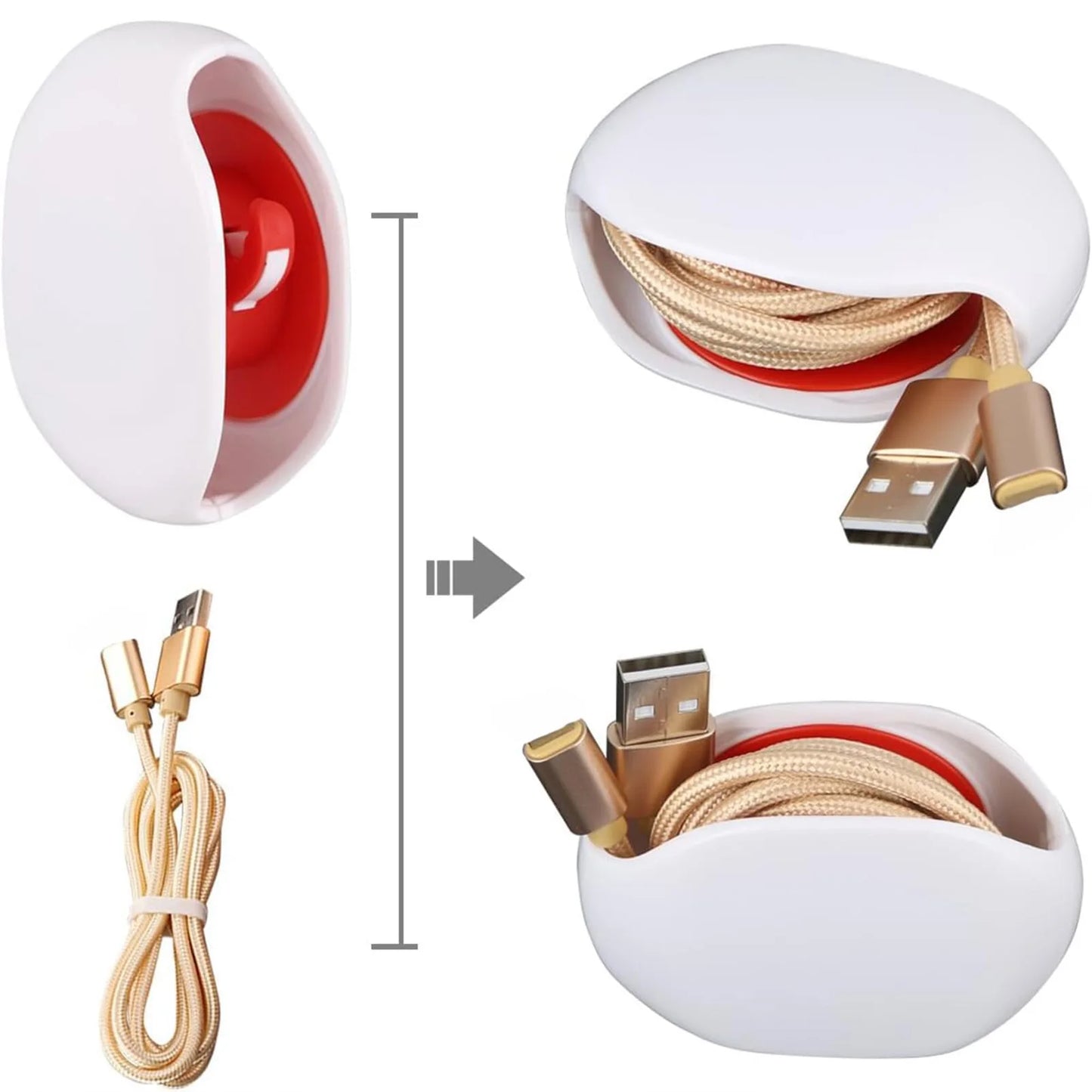 Auto Cable Organizer – Self-Winding Box for Chargers & Wires