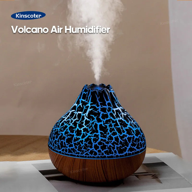 Volcano Mist Humidifier – 300ml USB Diffuser with Rainbow Night Light