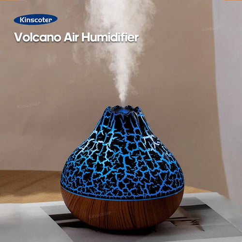 Volcano Mist Humidifier – 300ml USB Diffuser with Rainbow Night Light