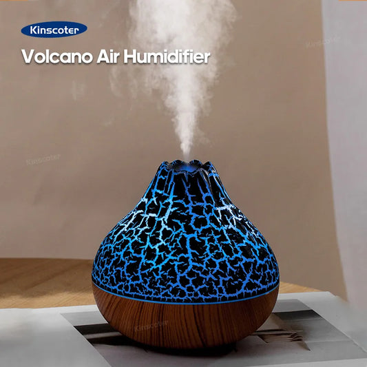 Volcano Mist Humidifier – 300ml USB Diffuser with Rainbow Night Light