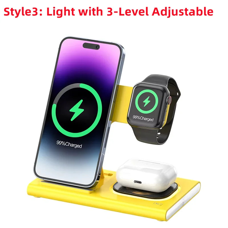 200W 3-in-1 Wireless Charger – Foldable Dock for iPhone & Watch
