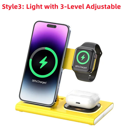 200W 3-in-1 Wireless Charger – Foldable Dock for iPhone & Watch